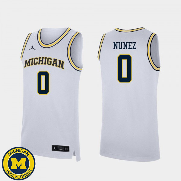 Mens University of Michigan #0 Adrien Nunez White College Basketball Jersey